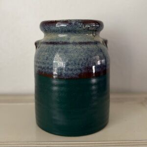 Ceramic Glazed Jug Crock Utensil Holder Vase Vignette Kitchen Cottage 7.5”